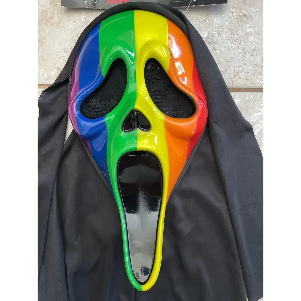 SCREAM MOVIE PRIDE GHOST FACE LIVES MASK WITH HOOD COSTUME NWT